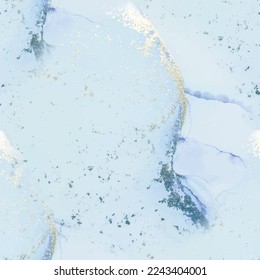 Foil Watercolor Marble. Copper Alcohol Ink Repeat. Gold Marble Watercolor. Vector Seamless Background. Blue Art Paint. Foil Oriental Background. Luxury Vector Ink Canvas. Modern Seamless Ink Template