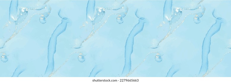 Foil Watercolor Marble. Fluid Seamless Watercolor. Gold Marble Background. Blue Ink Paint. Bronze Vector Ink Glitter. Gold Gradient Watercolor. White Alcohol Ink Marble. Vector Seamless Art Painting