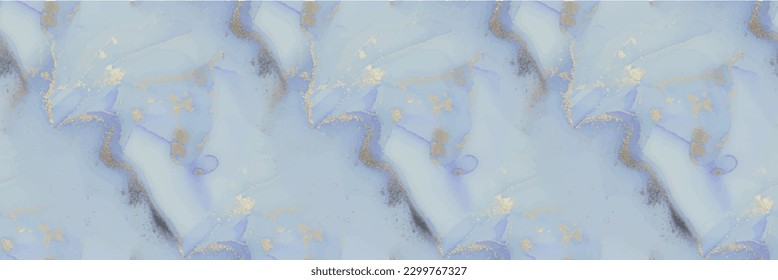 Mármol acuarela de aceite. Fondo Vector Elegante. Lienzo de tinta de vectores blancos. Fondo del degradado de aceite. Acuarela de mármol dorado. Textura de la tinta metálica del alcohol. Pintura de tinta azul. Plantilla de arte abstracta moderna