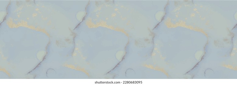 Foil Watercolor Marble. Vector Seamless Watercolor. Foil Abstract Background. Gold Art Paint. White Vector Ink Marble. Blue Marble Watercolor. Metal Alcohol Ink Pattern. Vector Seamless Ink Template