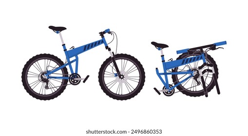 fold bike foldable bicycle folding bikes cycle cyclist vehicle alternative fold-able outdoor illustration