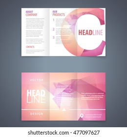 Fold Brochure Template C Tri Vector Tri Fold Brochure Flyer Template With Modern Triangle Background And Letter C Fold Brochure Template C Tri Star Abstraction Scene Performance Fashionable Empty Mark