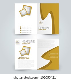 Fold brochure template. Flyer background design. Magazine or book cover, business report, advertisement pamphlet. Orange color.