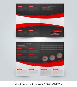 Fold brochure template. Flyer background design. Magazine or book cover, business report, advertisement pamphlet. Black and red color.