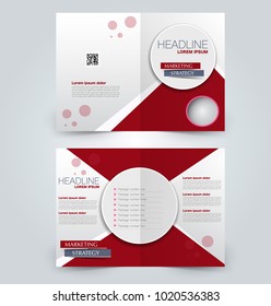 Fold brochure template. Flyer background design. Magazine or book cover, business report, advertisement pamphlet. Red color.