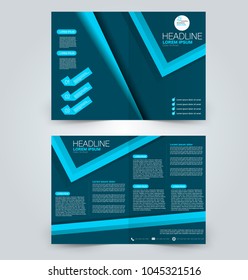 Fold brochure template. Flyer background design. Magazine or book cover, business report, advertisement pamphlet. Blue color.