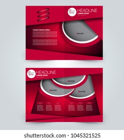 Fold brochure template. Flyer background design. Magazine or book cover, business report, advertisement pamphlet. Red color.