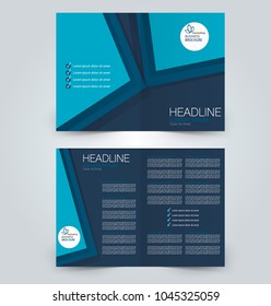 Fold brochure template. Flyer background design. Magazine or book cover, business report, advertisement pamphlet. Blue color.
