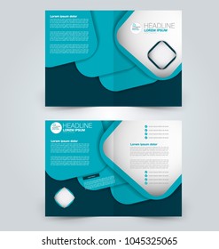 Fold brochure template. Flyer background design. Magazine or book cover, business report, advertisement pamphlet. Blue color.