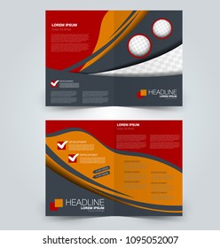 Fold brochure template. Flyer background design. Magazine or book cover, business report, advertisement pamphlet. Orange and red color. Vector illustration.