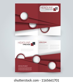 Fold brochure template. Flyer background design. Magazine or book cover, business report, advertisement pamphlet. Red color. Vector illustration.
