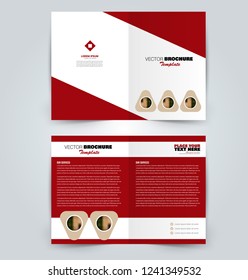 Fold brochure template. Flyer background design. Magazine or book cover, business report, advertisement pamphlet. Red color. Vector illustration.