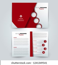 Fold brochure template. Flyer background design. Magazine or book cover, business report, advertisement pamphlet. Red color. Vector illustration.