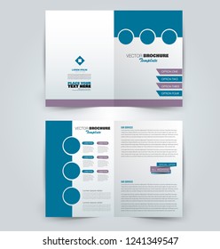 Fold brochure template. Flyer background design. Magazine or book cover, business report, advertisement pamphlet. Blue and purple color. Vector illustration.
