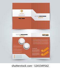 Fold brochure template. Flyer background design. Magazine or book cover, business report, advertisement pamphlet. Orange color color. Vector illustration.
