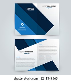 Fold brochure template. Flyer background design. Magazine or book cover, business report, advertisement pamphlet. Blue color. Vector illustration.