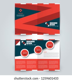 Fold brochure template. Flyer background design. Magazine or book cover, business report, advertisement pamphlet. Blue color. Vector illustration.