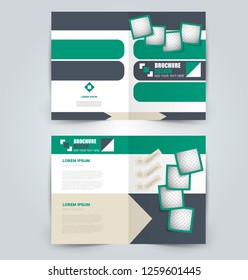 Fold brochure template. Flyer background design. Magazine or book cover, business report, advertisement pamphlet. Blue color. Vector illustration.