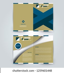 Fold brochure template. Flyer background design. Magazine or book cover, business report, advertisement pamphlet. Blue color. Vector illustration.
