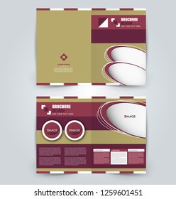 Fold brochure template. Flyer background design. Magazine or book cover, business report, advertisement pamphlet. Blue color. Vector illustration.