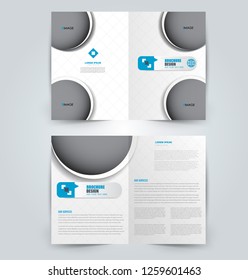 Fold brochure template. Flyer background design. Magazine or book cover, business report, advertisement pamphlet. Blue color. Vector illustration.