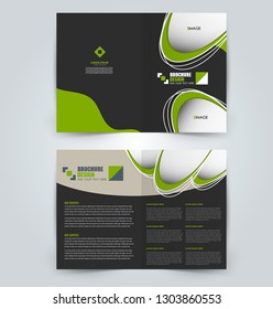 Fold brochure template. Flyer background design. Magazine or book cover, business report, advertisement pamphlet. Black and green color. Vector illustration.