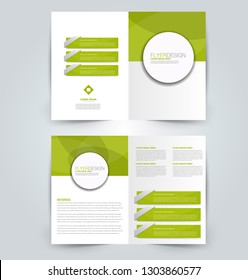 Fold brochure template. Flyer background design. Magazine or book cover, business report, advertisement pamphlet. Green color. Vector illustration.