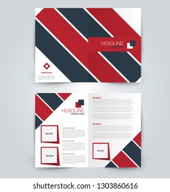 Fold brochure template. Flyer background design. Magazine or book cover, business report, advertisement pamphlet. Red color. Vector illustration.