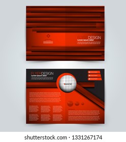 Fold brochure template. Flyer background design. Magazine or book cover, business report, advertisement pamphlet. Black and red color. Vector illustration.
