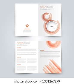 Fold brochure template. Flyer background design. Magazine or book cover, business report, advertisement pamphlet. Orange color. Vector illustration.