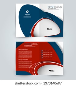 Fold brochure template. Flyer background design. Magazine or book cover, business report, advertisement pamphlet. Blue and red color. Vector illustration.