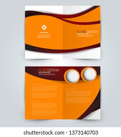 Fold brochure template. Flyer background design. Magazine or book cover, business report, advertisement pamphlet. Red and orange color. Vector illustration.