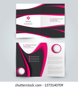 Fold brochure template. Flyer background design. Magazine or book cover, business report, advertisement pamphlet. Black and pink color. Vector illustration.