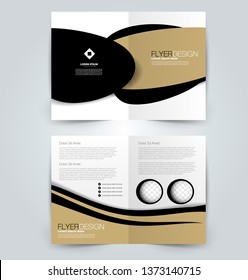 Fold brochure template. Flyer background design. Magazine or book cover, business report, advertisement pamphlet. Black and brown color. Vector illustration.