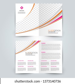 Fold brochure template. Flyer background design. Magazine or book cover, business report, advertisement pamphlet. Orange and pink color. Vector illustration.