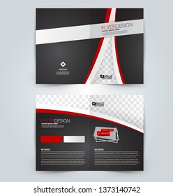 Fold brochure template. Flyer background design. Magazine or book cover, business report, advertisement pamphlet. Black and red color. Vector illustration.