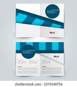 Fold brochure template. Flyer background design. Magazine or book cover, business report, advertisement pamphlet. Blue color. Vector illustration.