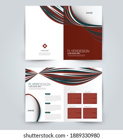 Fold brochure template. Flyer background design. Magazine or book cover, business report, advertisement pamphlet. Red and green color. Vector illustration.