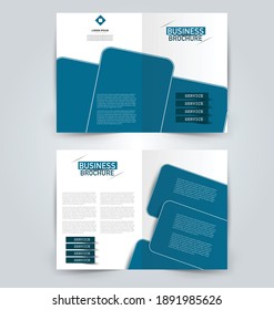 Doblar plantilla de folleto. Diseño de fondo de volante. Portada de revista o libro, informe de negocios, folleto publicitario. Color azul. Ilustración vectorial.