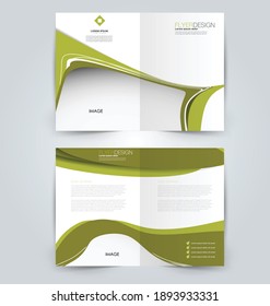 Doblar plantilla de folleto. Diseño de fondo de volante. Portada de revista o libro, informe de negocios, folleto publicitario. Color verde. Ilustración vectorial.