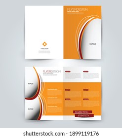 Doblar plantilla de folleto. Diseño de fondo de volante. Portada de revista o libro, informe de negocios, folleto publicitario. Color rojo y naranja. Ilustración vectorial.