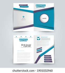 Fold brochure template. Flyer background design. Magazine or book cover, business report, advertisement pamphlet. Blue and purple color. Vector illustration.