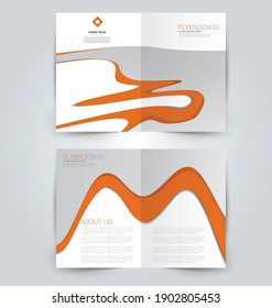 Fold brochure template. Flyer background design. Magazine or book cover, business report, advertisement pamphlet. Orange color. Vector illustration.