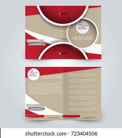 Fold brochure template. Flyer background design. Magazine cover, business report, advertisement pamphlet.  Red and brown color.