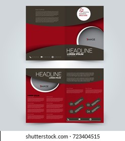 Fold brochure template. Flyer background design. Magazine cover, business report, advertisement pamphlet.  Red and brown color.