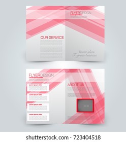 Fold brochure template. Flyer background design. Magazine cover, business report, advertisement pamphlet.  Red color.