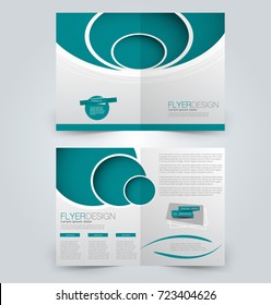 Fold brochure template. Flyer background design. Magazine cover, business report, advertisement pamphlet.  Green color.