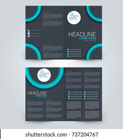 Fold brochure template. Flyer background design. Magazine cover, business report, advertisement pamphlet.  Blue color.