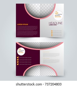 Fold brochure template. Flyer background design. Magazine cover, business report, advertisement pamphlet.  Red color.
