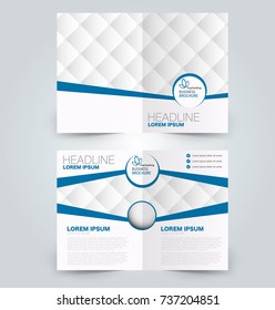 Fold brochure template. Flyer background design. Magazine cover, business report, advertisement pamphlet.  Blue color.
